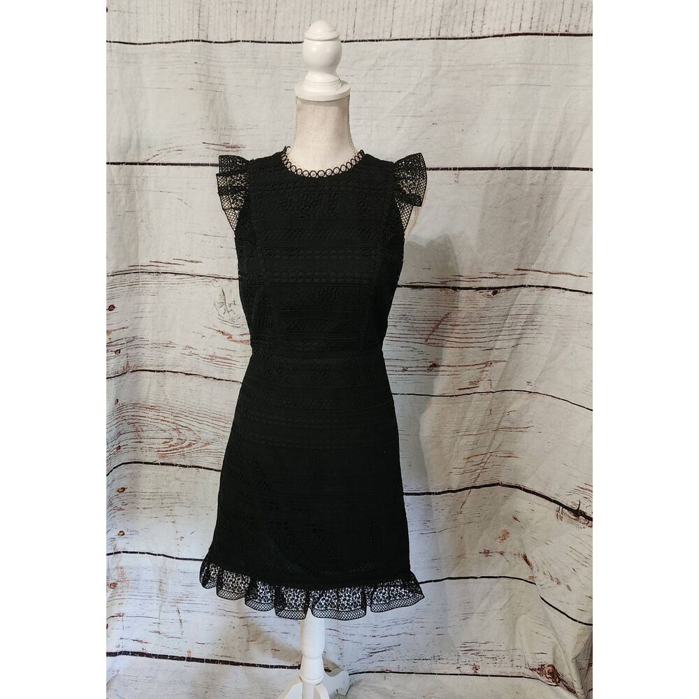 J. Crew Cap Sleeve Ruffle Dress in Mixed Lace Size 2 NWT - Picture 2 of 7
